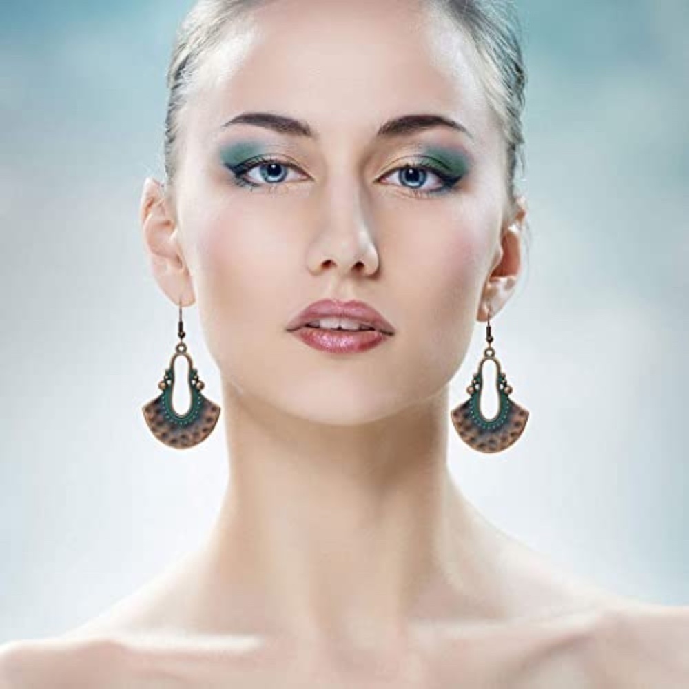 BOHO Bronze Plated Rust Finish Dangle Fashion Earrings